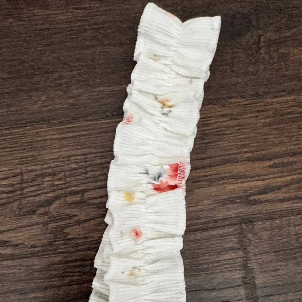 Forever 21 White Floral Ruffle Strap Tank Top with Pink & Yellow Flowers - Picture 2 of 5